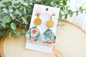 Shelly Clay Earrings || Teal Floral