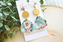 Shelly Clay Earrings || Teal Floral