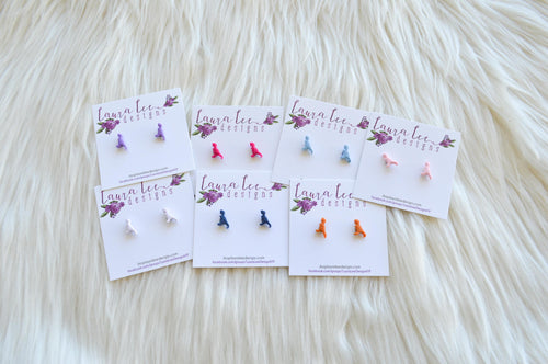 Mini Dinosaur Clay Stud Earrings || T-Rex || Made to Order || You Choose Color