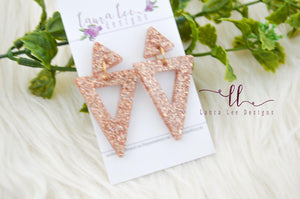 Stud Triangle Resin Earrings || Gold Holographic Shards Glitter