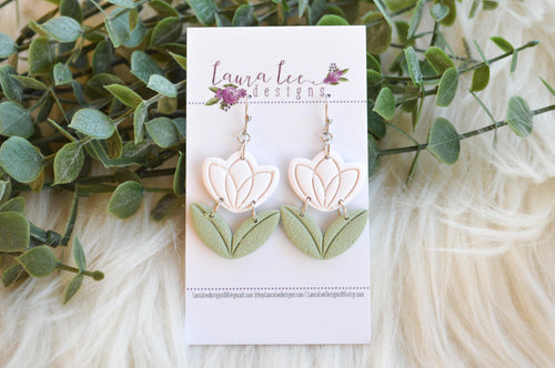 Tulip Clay Earrings || White || Made to Order