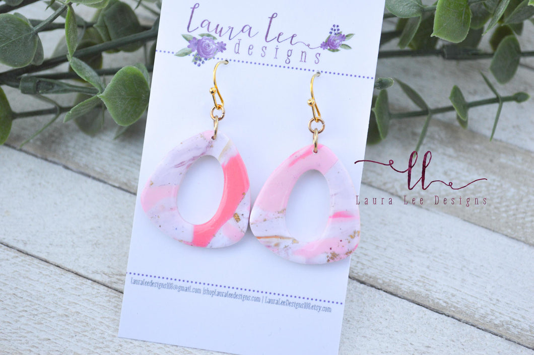 Veronica Clay Earrings || Pink, White, and Gold