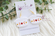 Vintage Dishes Clay Earrings || Red, Orange, and Yellow || Made to Order