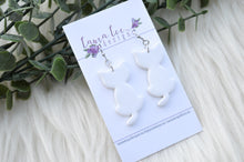 Cats Clay Earrings || White