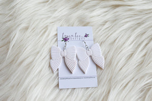 Bow Clay Earrings || White || Made to Order