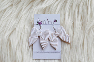 Bow Clay Earrings || White || Made to Order