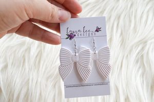 Bow Clay Earrings || White || Made to Order