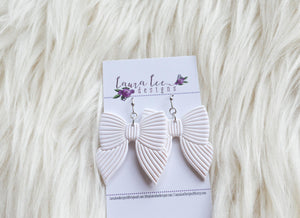 Bow Clay Earrings || White || Made to Order
