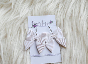 Bow Clay Earrings || White || Made to Order