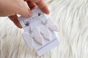 Bow Clay Earrings || White || Made to Order