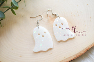 Ghost Resin Earrings || White Holographic