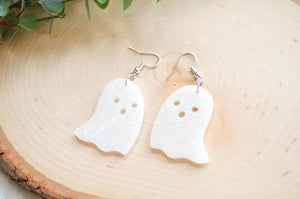 Ghost Resin Earrings || White Holographic
