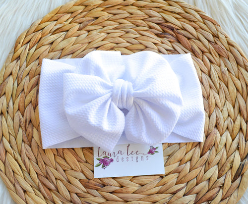 Large Messy Julia Bow Headwrap || White