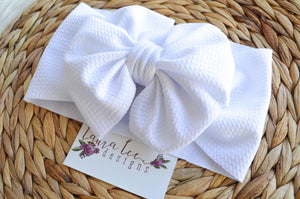 Large Messy Julia Bow Headwrap || White