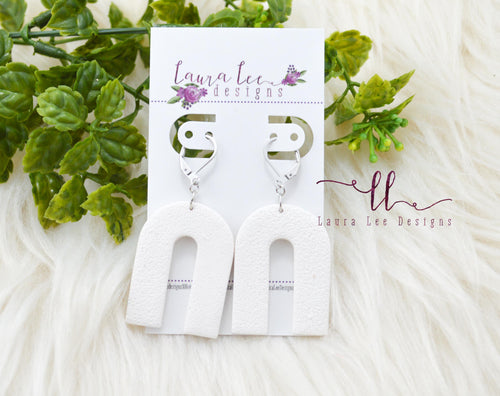 Nova Large Arch Clay Earrings || White || Made to Order