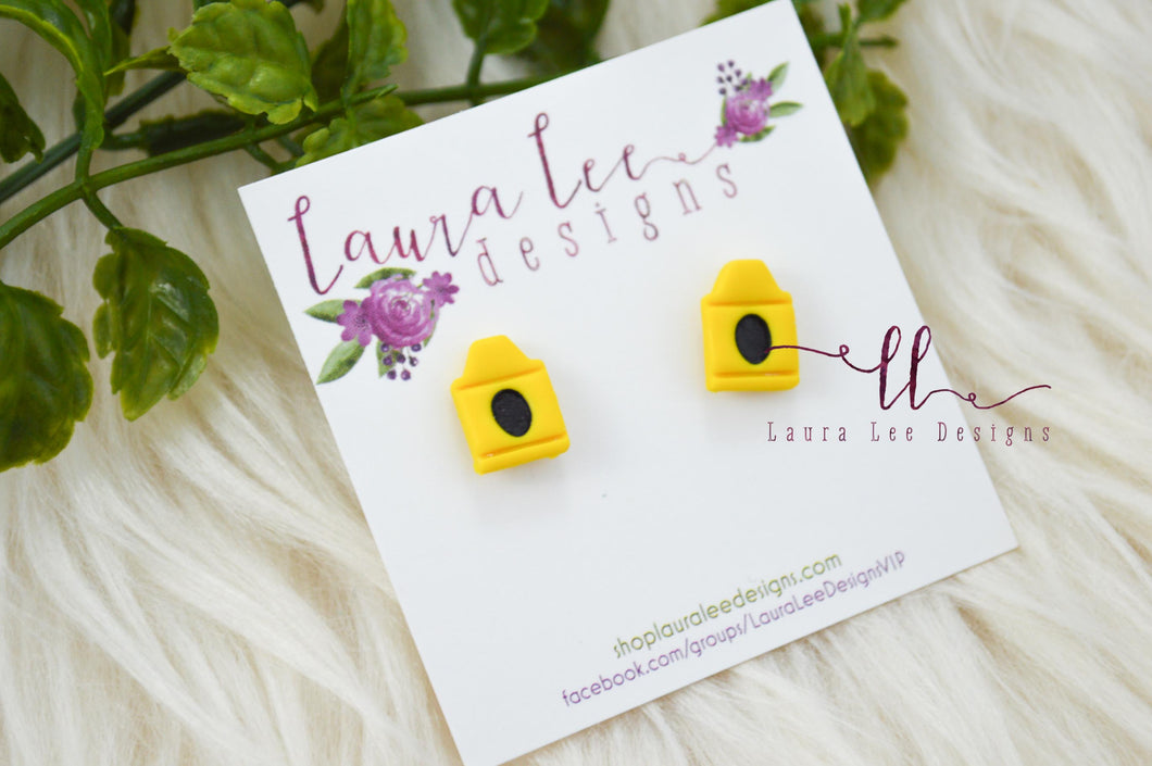 Clay Stud Earrings || Yellow Crayon || Made to Order