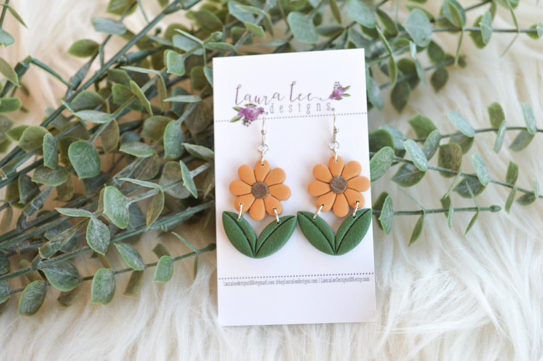 Daisy Clay Earrings || Mustard Yellow || Made to Order