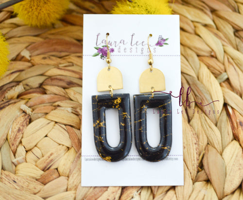 Nellie Arch Clay Earrings || Black and Gold