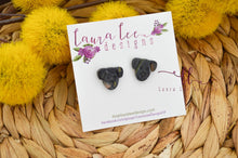 Dog Clay Stud Earrings || Dark Brindle