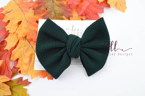 Large Julia Messy Bow Style Bow || Hunter Green