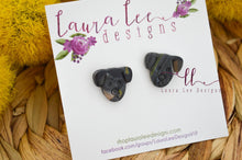 Dog Clay Stud Earrings || Dark Brindle