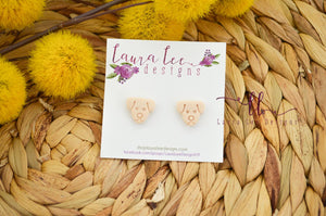 Dog Clay Stud Earrings || Blonde || Made to Order