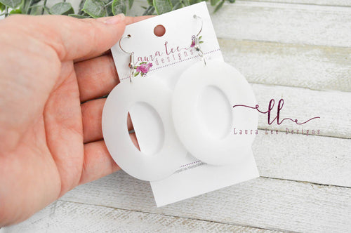 Resin Earrings || White Oval