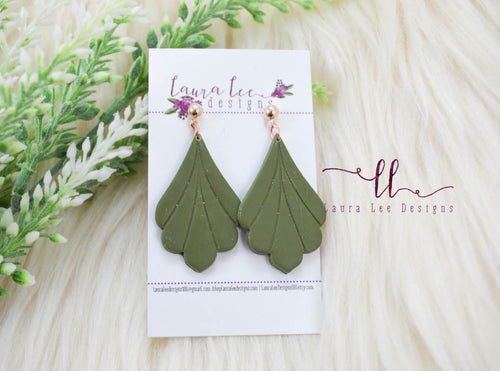 Della Clay Earrings || Olive Green || Made to Order