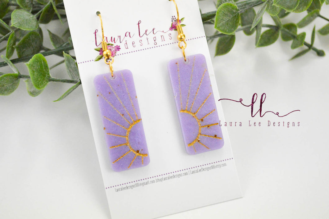 Sun Resin Earrings || Purple and Gold