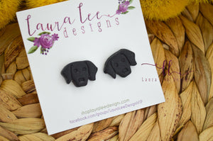 Dog Clay Stud Earrings || Black Lab || Made to Order