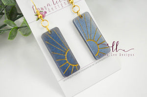 Sun Resin Earrings || Navy Blue and Gold