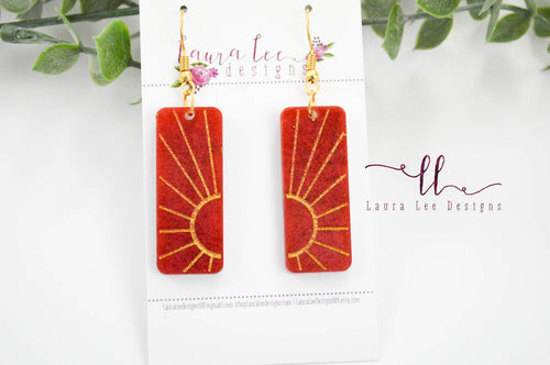 Sun Resin Earrings || Red and Gold
