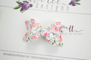 Stacked Pippy Style Bow || Peonies Vegan Leather