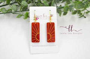 Sun Resin Earrings || Red and Gold