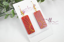 Sun Resin Earrings || Red and Gold