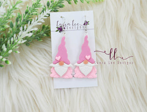 Gnome Clay Earrings || Pink