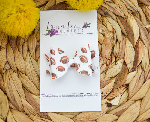 Teeny Sabrina Style Bow || Football Vegan Leather