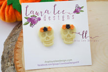 Skull Stud Earrings || Glow in the Dark Florals