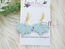 Lotus Flower Clay Earrings || Minty Sage Glitter
