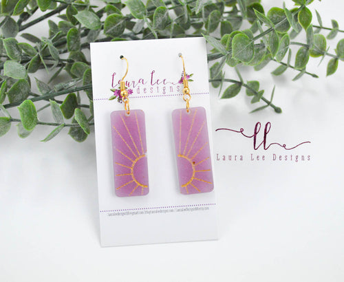 Sun Resin Earrings || Purple and Gold