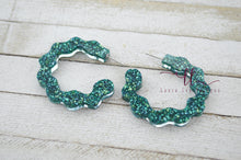 Scallop Hoops Resin Earrings || Turquoise