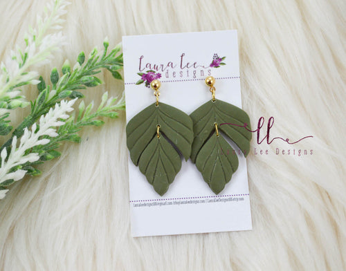 Penelope Clay Earrings || Dark Olive Green
