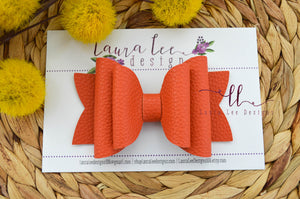 Stacked Rosie Style Bow || Pumpkin Orange Vegan Leather