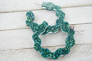 Scallop Hoops Resin Earrings || Turquoise