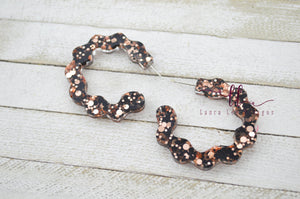 Scallop Hoops Resin Earrings || Black and Rosegold