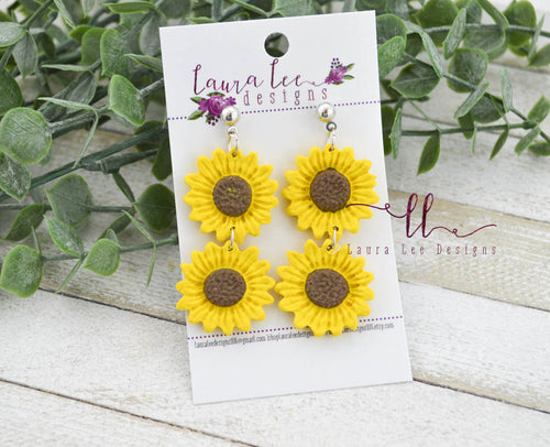 Sunflowers Clay Earrings || Made to Order