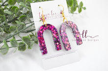 Arch Resin Earrings || Deep Pink Glitter
