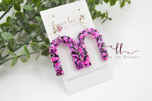 Resin Earrings || Pink and Black Glitter Arch