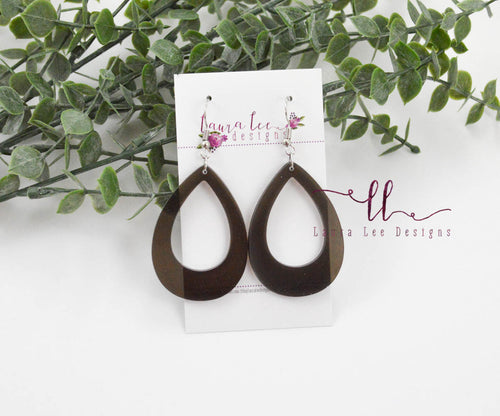 Resin Earrings || Black Teardrop