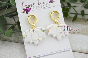 Lotus Flower Clay Earrings || Subtle Rainbow
